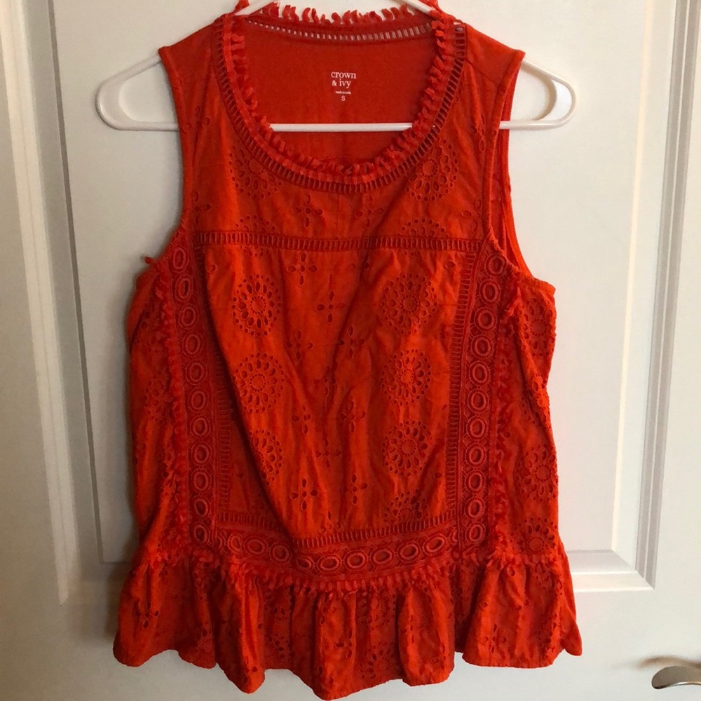 Orange Crown and Ivy embroidered tank
